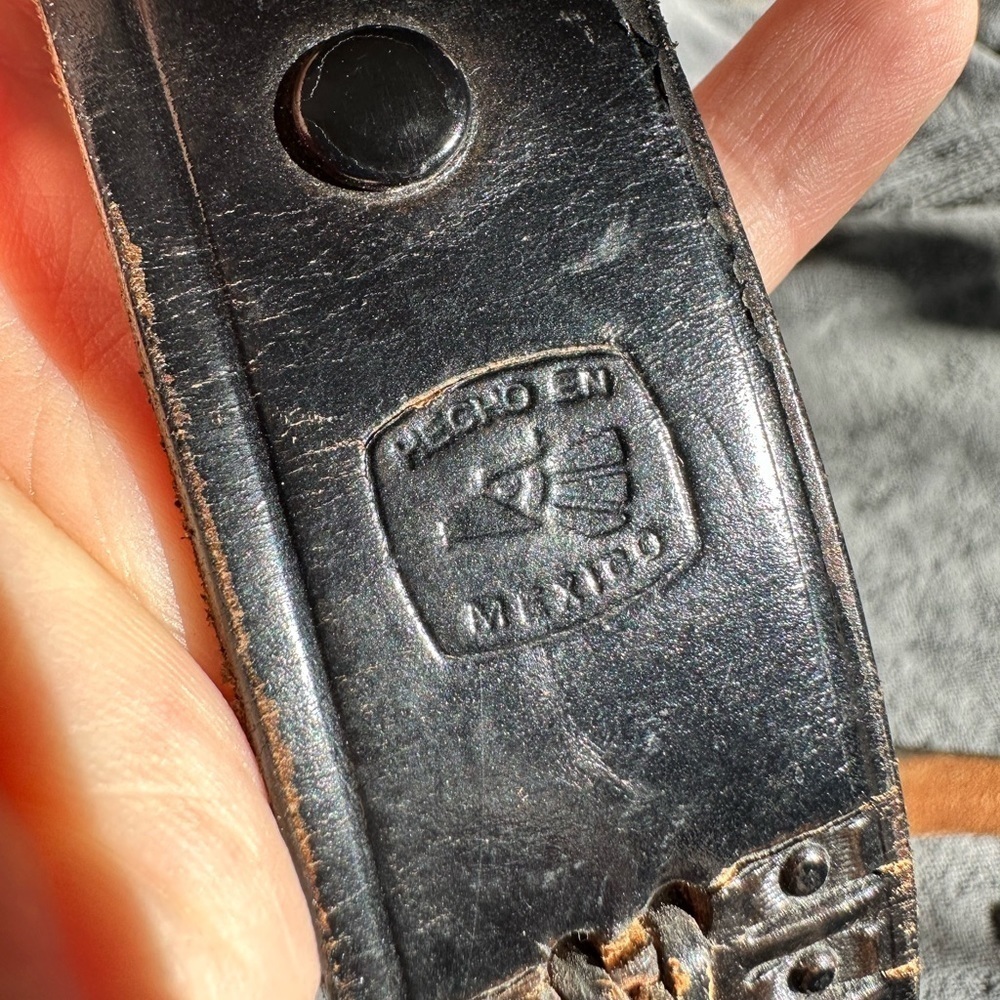 Vtg Mens Belt Sz 40 Braided Leather Brown Distressed Made In Mexico Handtooled‍‍ - Picture 2 of 13